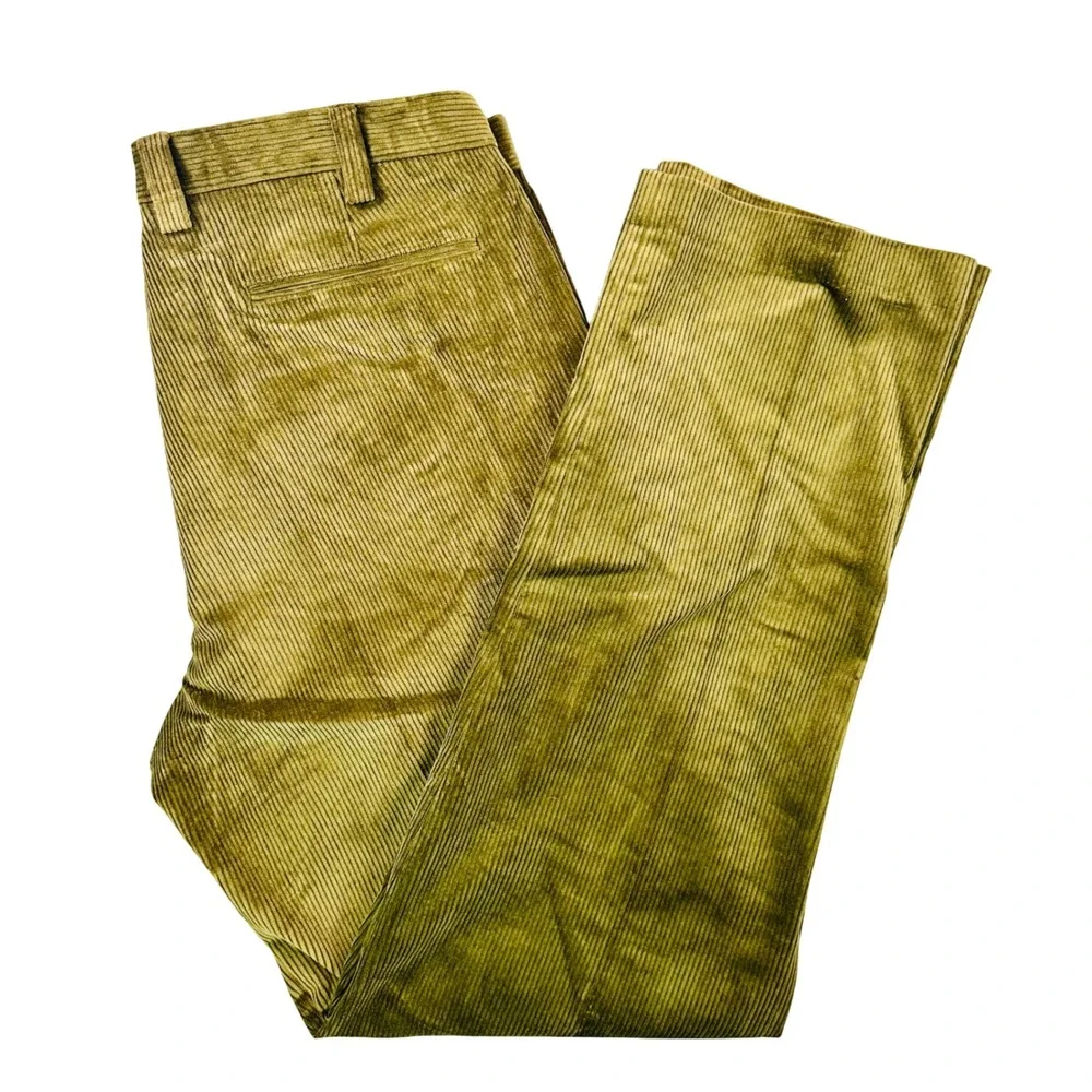 Orvis Wide-Wale Corduroy Trousers Mens 42x34 Olive Green Portugal Cotton Vintage